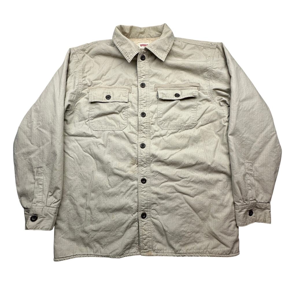 Levis Utility Field Jacket Shacket Sherpa Fleece Lined Mens Large Khaki 3LMLW108